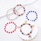 4th of July American Flag Bracelets for Women – Patriotic Red, White & Blue Beaded Stretch Bracelets, Boho Heishi Surfer Charm Set, Summer Beach Jewelry